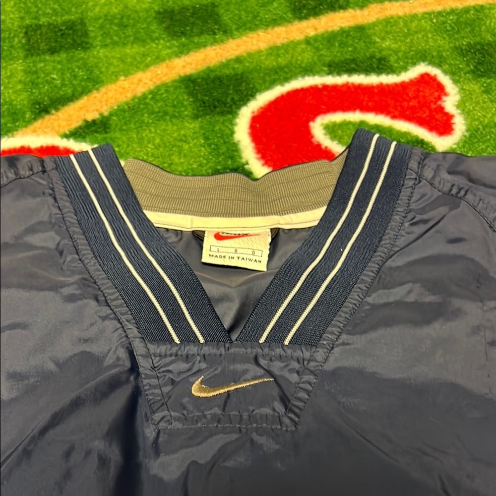 Vintage Nike White Tag Mens Windbreaker 90s Center Swoosh Blue/Cream Size L - Picture 2 of 3
